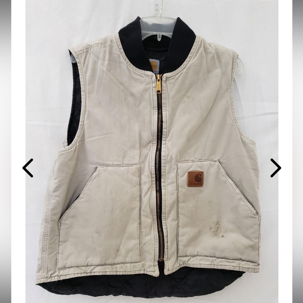 Carhartt Full Zip White & Black Vest Size Large